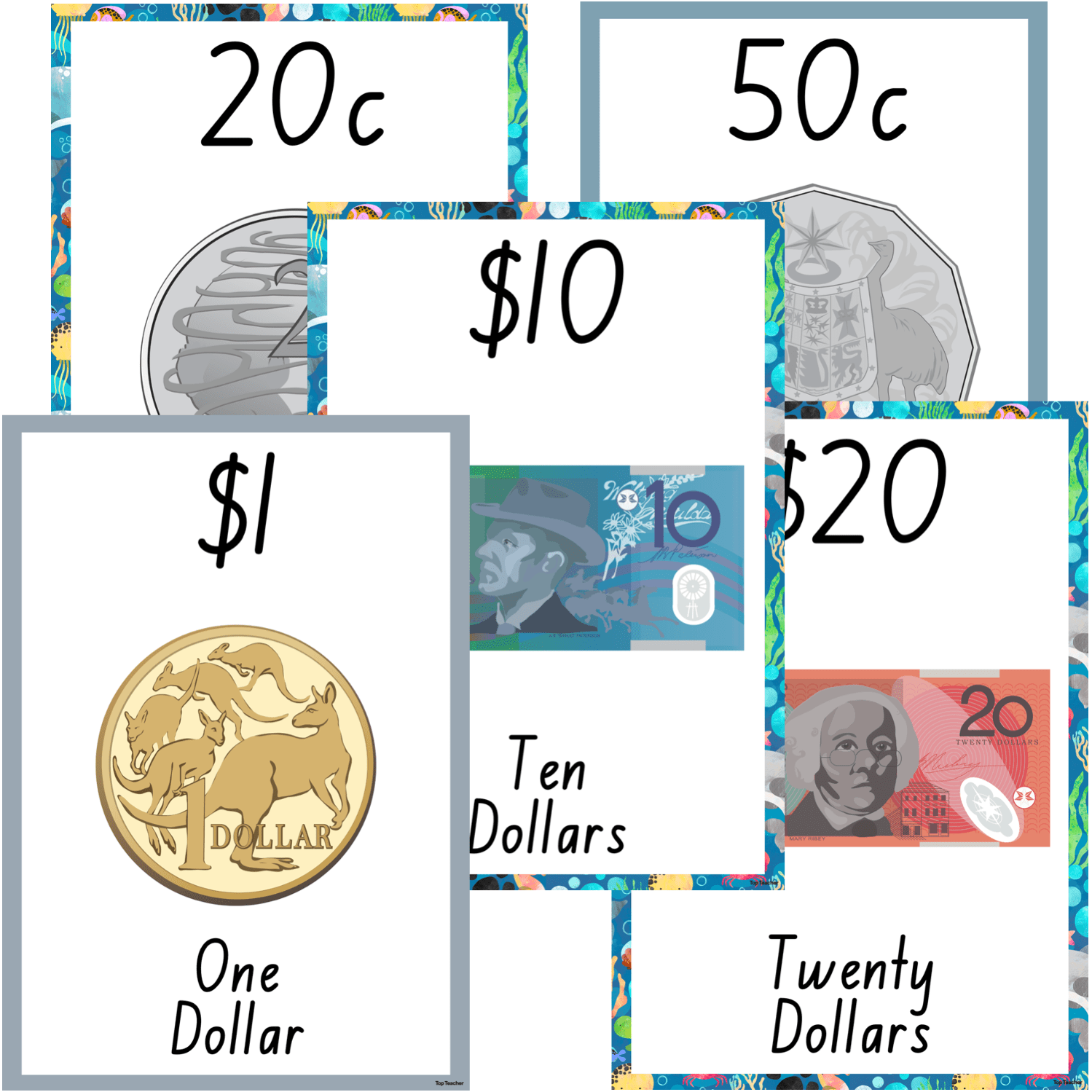 Australian Money Posters Ocean Wonderland - Top Teacher