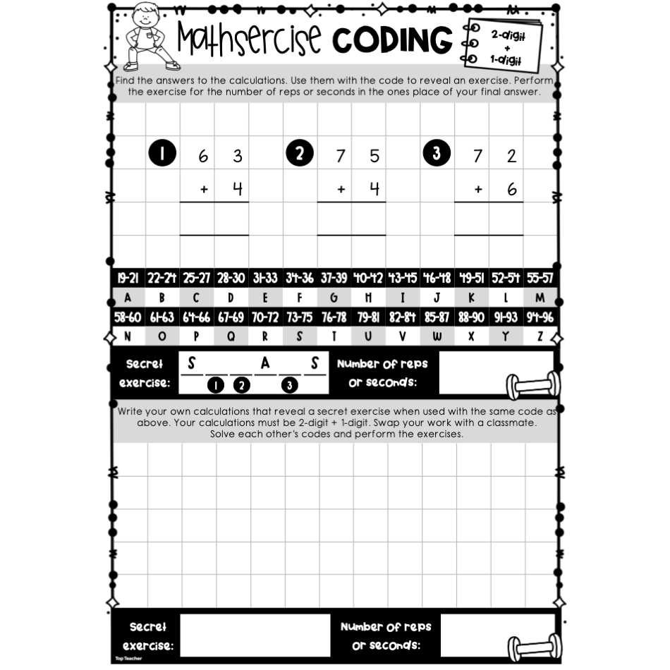 Mathsercise Coding: Two-Digit Add One-Digit Worksheets - Top Teacher
