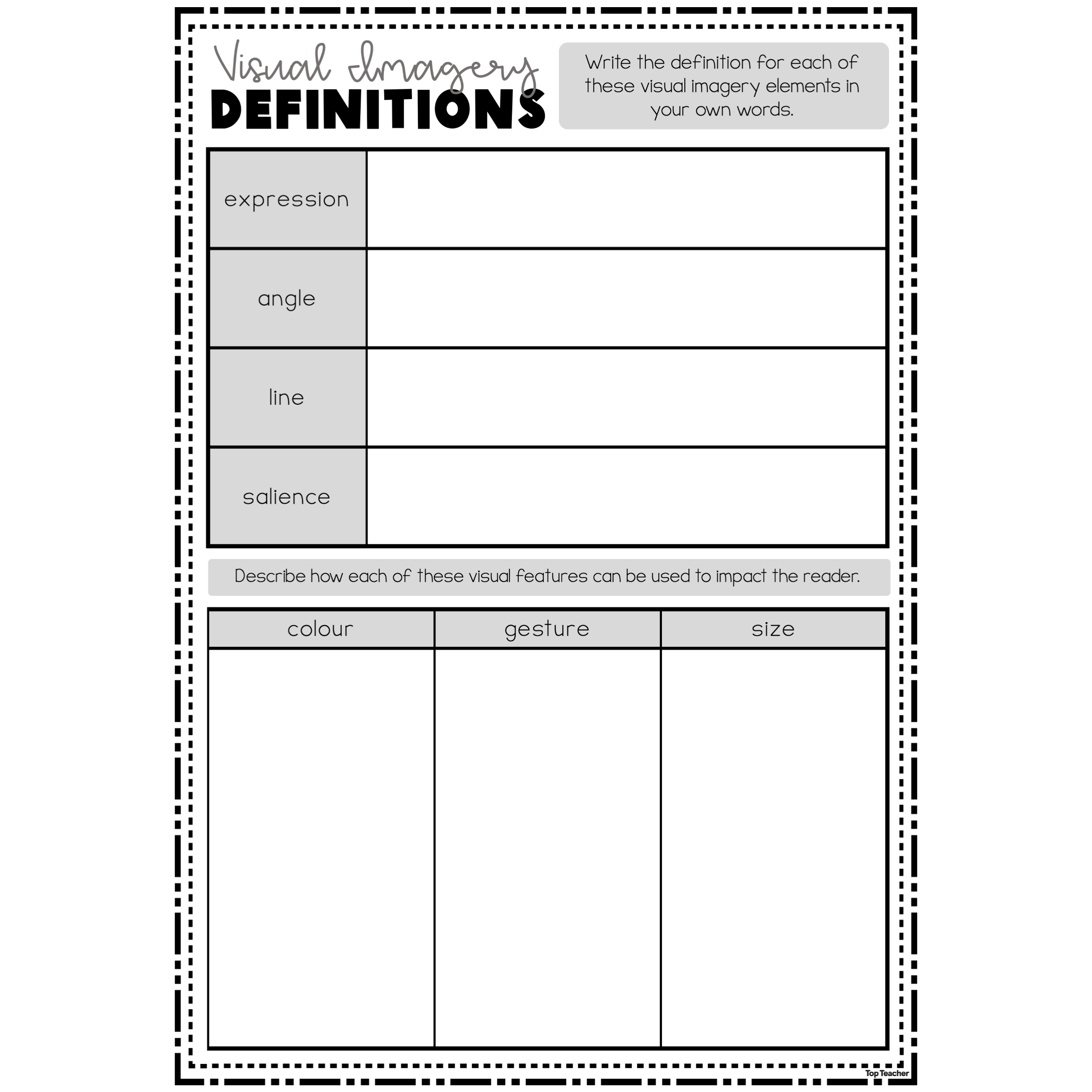 Visual Imagery Definitions - Top Teacher