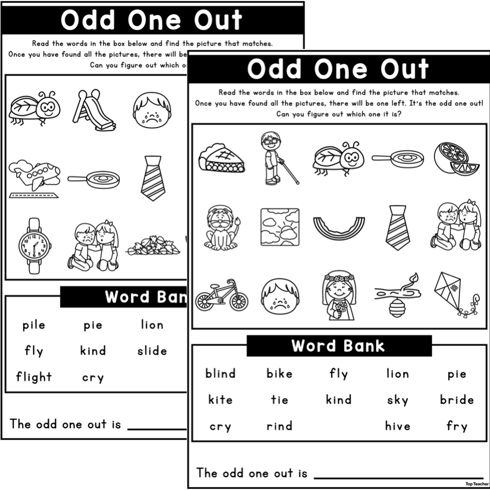 Odd One Out Worksheet: /ie/ - Top Teacher