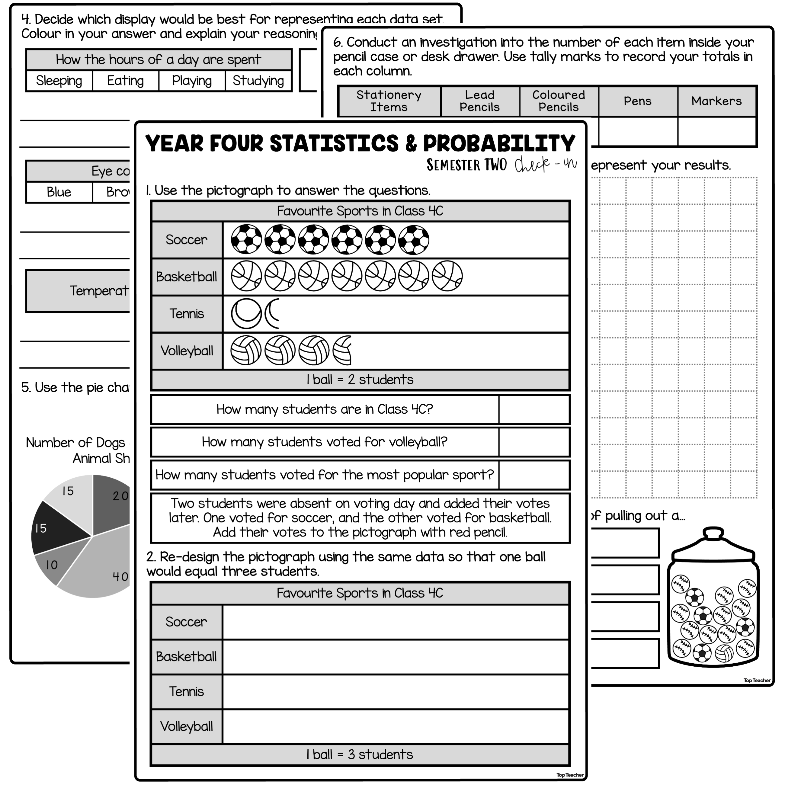 Statistics & Probability Strand Assessment: Year 4 Semester 2 - Top Teacher