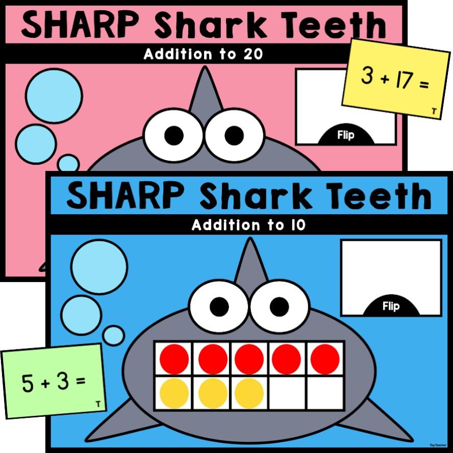 Sharp Activity Sharp Shark Teeth: Addition to 10 & 20 Activity Mats - Top Teacher