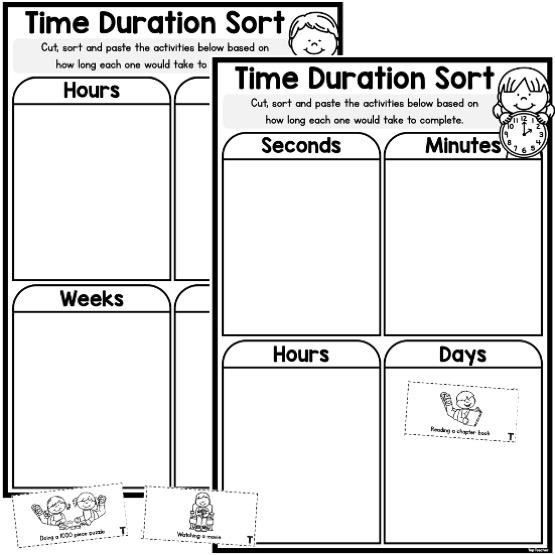 Time Duration Measurement Sort Activity - Top Teacher